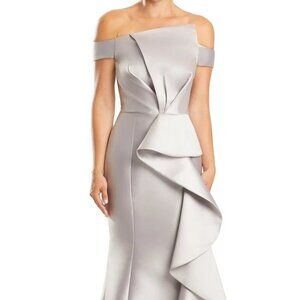 SALE NWT Alexander by Daymor 1873F23 Evening Dress Silver/Taupe Size 4